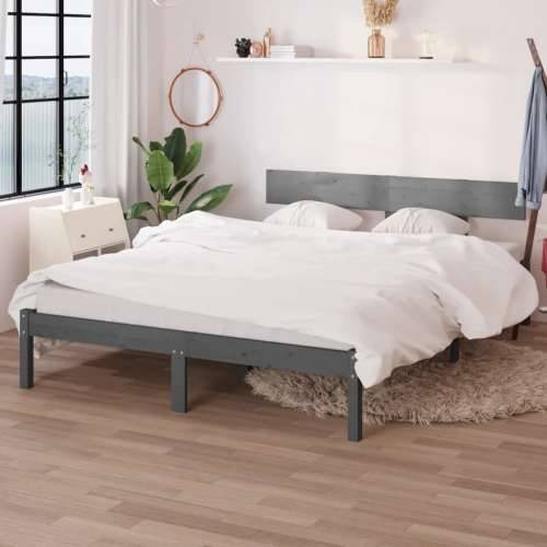 Okvir za krevet od masivne borovine sivi 200 x 200 cm - Siva 200 x 200 cm Cijena