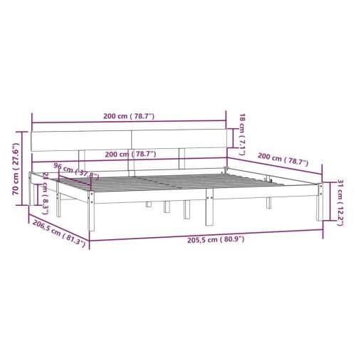 Okvir za krevet od masivne borovine sivi 200 x 200 cm - Siva 200 x 200 cm Cijena