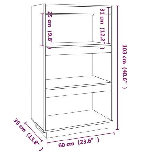 Ormarić za knjige / pregrada crni 60x35x103 cm od borovine - Crna 1 103 cm 60 cm Cijena