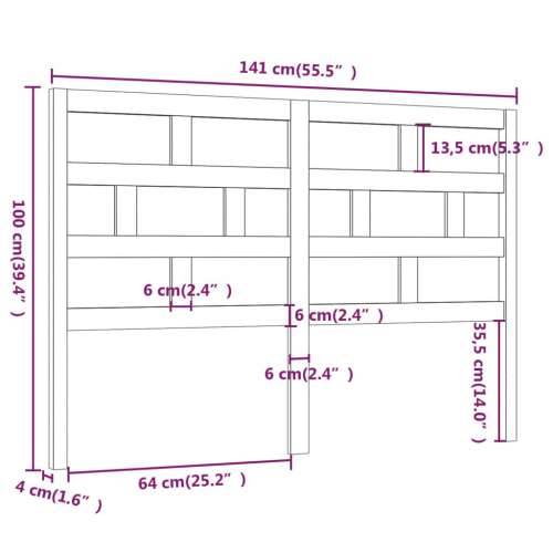 Uzglavlje za krevet 141 x 4 x 100 cm od masivne borovine - Prirodna 141 x 100 cm 1 Cijena