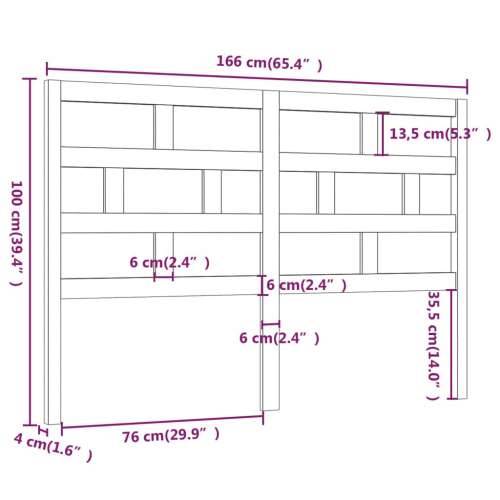 Uzglavlje za krevet crno 166 x 4 x 100 cm od masivne borovine - Crna 166 x 100 cm 1 Cijena