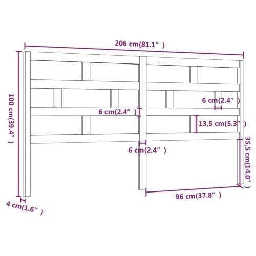 Uzglavlje za krevet crno 206 x 4 x 100 cm od masivne borovine - Crna 206 x 100 cm 1 Cijena