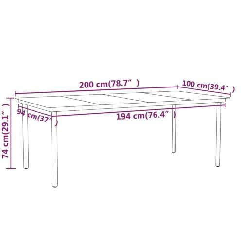 Vrtna garnitura - 7-dijelni vrtni blagovaonski set crni - Dužina stola 200 cm 6 Cijena