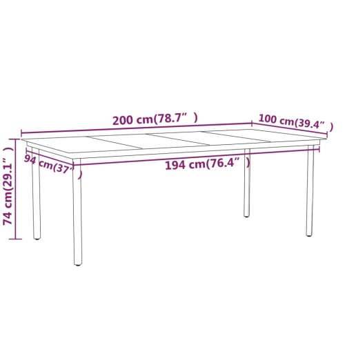 Vrtna garnitura - 7-dijelni vrtni blagovaonski set crni - Dužina stola 200 cm 6 Cijena