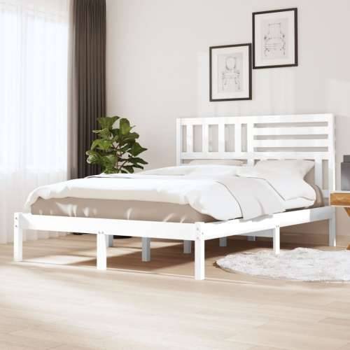 Okvir za krevet od masivne borovine bijeli 140 x 190 cm