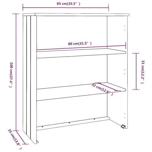 Gornji element za komodu HAMAR bijeli 85x35x100 cm od borovine - Bijela 1 Cijena