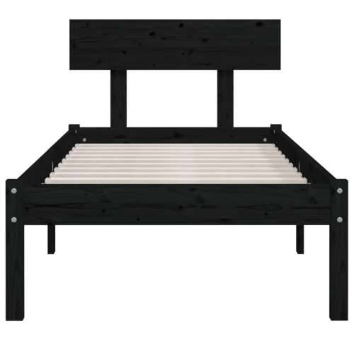 Okvir za krevet od masivnog drva crni 75 x 190 cm mali - Crna 75 x 190 cm Cijena
