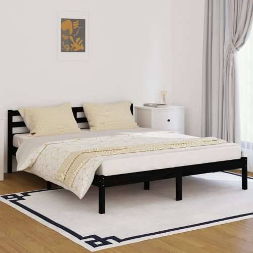 Okvir za krevet od masivne borovine 160 x 200 cm crni