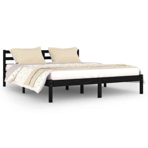 Okvir za krevet od masivne borovine 160 x 200 cm crni Cijena