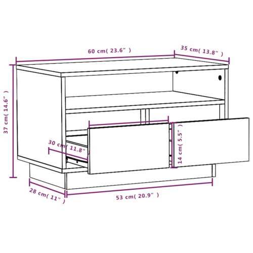 TV ormarić 60 x 35 x 37 cm od masivne borovine - Smeđa 1 Cijena