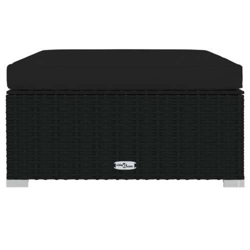 Vrtni tabure s jastukom crni 70 x 70 x 30 cm od poliratana - Crna 1 naslon za noge Cijena