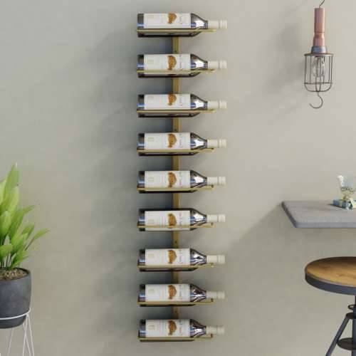 Zidni stalak za vino za 9 boca zlatni željezni Cijena