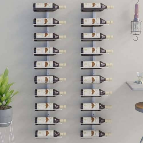 Zidni stalak za vino za 10 boca 2 kom bijeli metalni - Bijela 1 2 10 Cijena