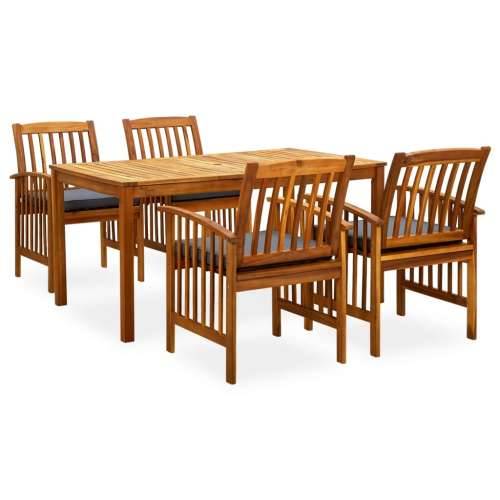 3058088 5 Piece Garden Dining Set with Cushions Solid Acacia Wood (45962+2x312130) Cijena
