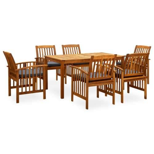 3058089 7 Piece Garden Dining Set with Cushions Solid Acacia Wood (45962+2x312131) - Tamno siva 6 Cijena