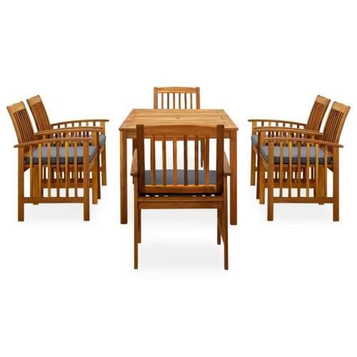 3058089 7 Piece Garden Dining Set with Cushions Solid Acacia Wood (45962+2x312131) - Tamno siva 6 Cijena