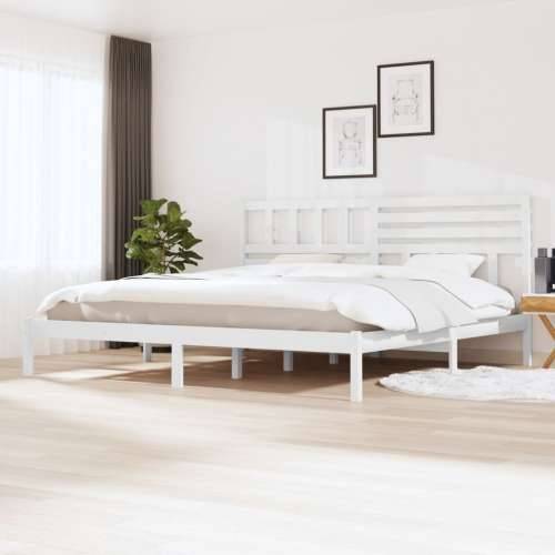 Okvir za krevet od masivne borovine bijeli 200 x 200 cm