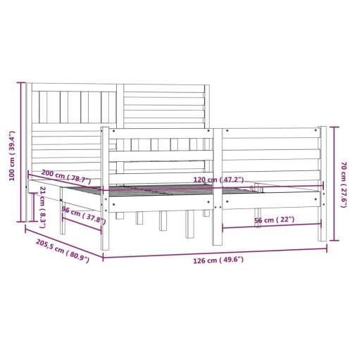 Okvir za krevet od masivnog drva bijeli 120 x 200 cm - Bijela 120 x 200 cm Cijena