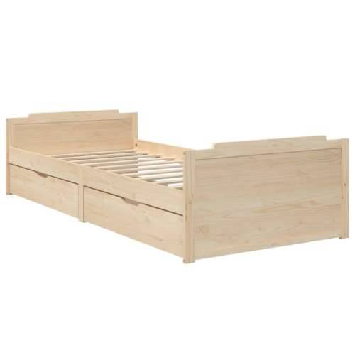 Okvir za krevet sa ladicama od masivne borovine 90 x 200 cm - Smeđa Cijena