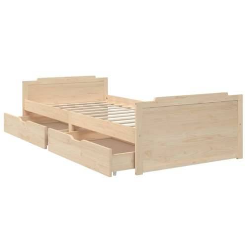 Okvir za krevet sa ladicama od masivne borovine 90 x 200 cm - Smeđa Cijena