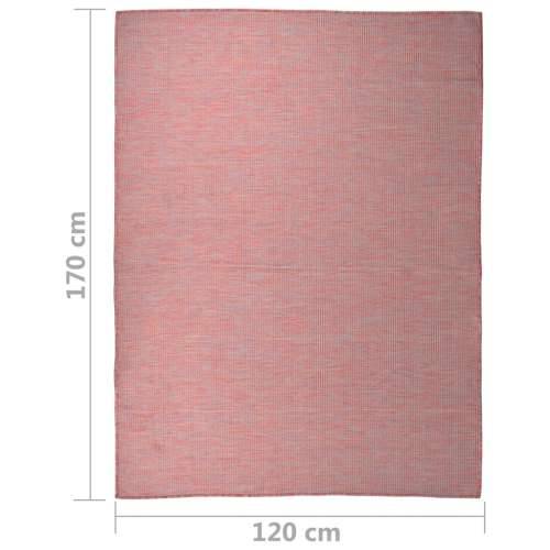 Vanjski tepih ravnog tkanja 120 x 170 cm crveni Cijena