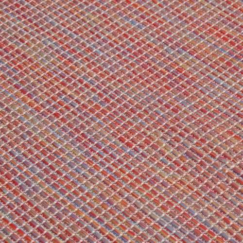 Vanjski tepih ravnog tkanja 140 x 200 cm crveni Cijena