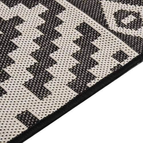 Vanjski tepih ravnog tkanja 200 x 280 cm crne pruge - Crne pruge 200 x 280 cm Cijena