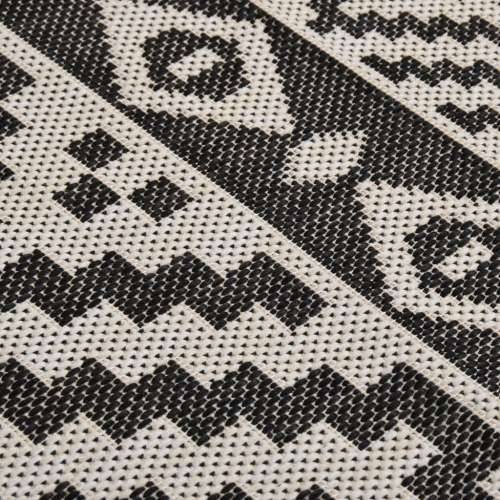 Vanjski tepih ravnog tkanja 200 x 280 cm crne pruge - Crne pruge 200 x 280 cm Cijena
