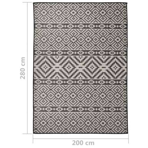 Vanjski tepih ravnog tkanja 200 x 280 cm crne pruge - Crne pruge 200 x 280 cm Cijena