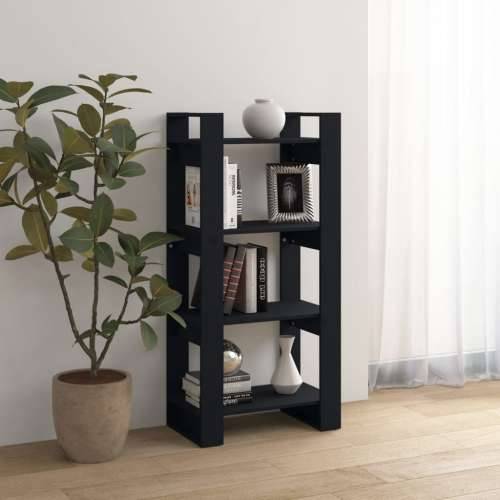 Ormarić za knjige / pregrada crni 60x35x125 cm od masivnog drva - Crna 1 Cijena