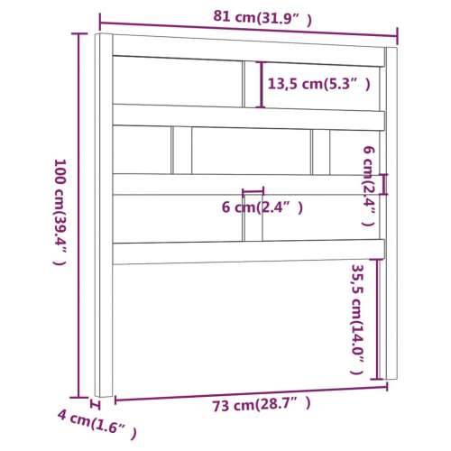 Uzglavlje za krevet crno 81 x 4 x 100 cm od masivne borovine - Crna 81 x 100 cm 1 Cijena