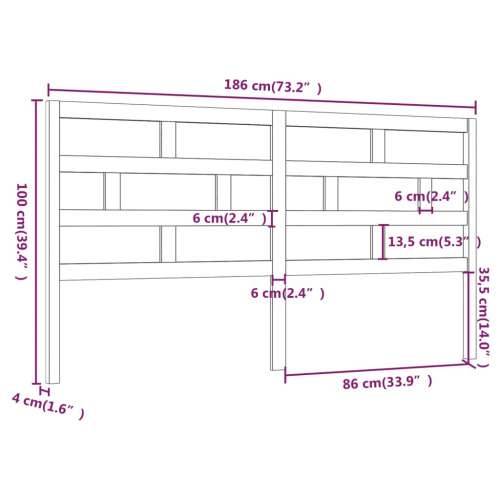 Uzglavlje za krevet bijelo 186 x 4 x 100 cm od masivne borovine - Bijela 186 x 100 cm 1 Cijena