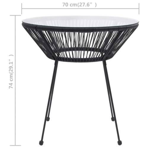 Vrtni blagovaonski stol crni Ø 70 x 74 cm od ratana i stakla Cijena