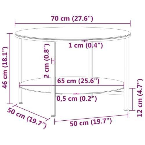 Stolić za kavu crni i prozirni 70 cm od kaljenog stakla - *Transparent*an 1 Cijena