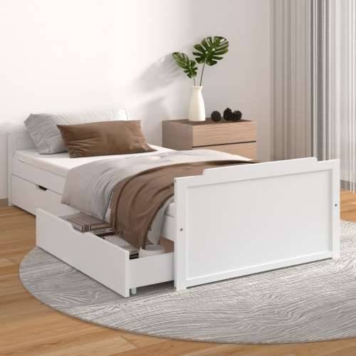 Okvir za krevet s ladicama bijeli 90 x 200 cm masivna borovina