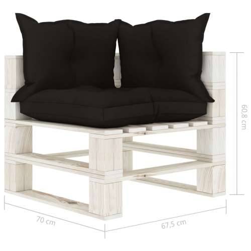 Kutna vrtna sofa od paleta s crnim jastucima drvena Cijena