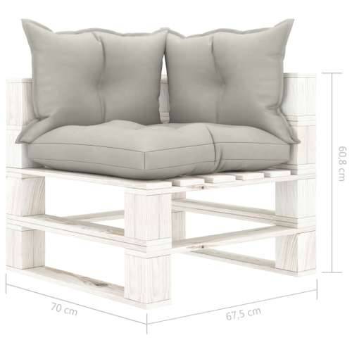 Kutna vrtna sofa od paleta sa smeđesivim jastucima drvena Cijena