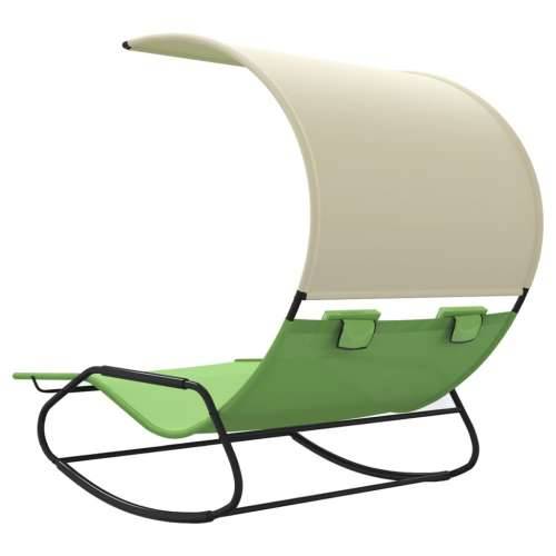 Dvostruka ljuljajuća ležaljka za sunčanje s krovom zelena-krem Cijena