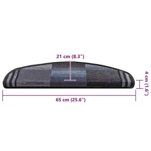 Otirači za stepenice samoljepljivi 5 kom 65x21x4 cm crno-sivi - Crna i siva 5 Polukružno Cijena
