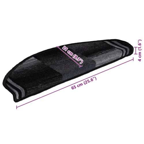 Otirači za stepenice samoljepljivi 10 kom 65x21x4 cm crno-sivi - Crna i siva 10 Polukružno Cijena