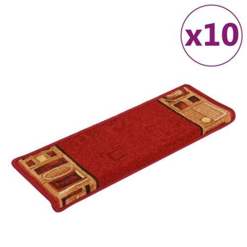 Otirači za stepenice samoljepljivi 10 kom 65x21x4 cm crveni - Crvena 10 Pravokutno Cijena
