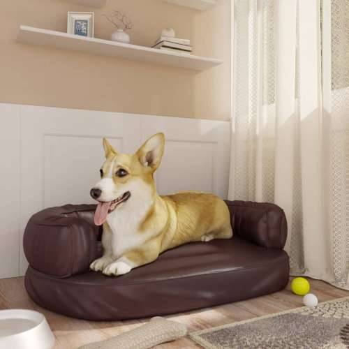 Ergonomski pjenasti krevet za pse smeđi 60 x 42 cm umjetna koža Cijena