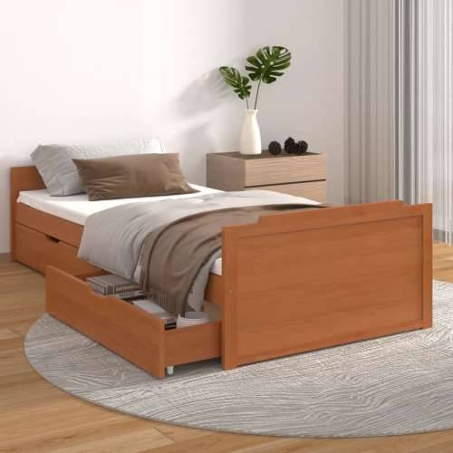 Okvir za krevet s ladicama boja meda 90x200 cm masivna borovina - boja meda Cijena