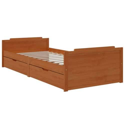 Okvir za krevet s ladicama boja meda 90x200 cm masivna borovina - boja meda Cijena
