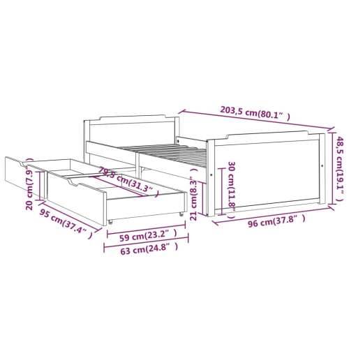 Okvir za krevet s ladicama boja meda 90x200 cm masivna borovina - boja meda Cijena