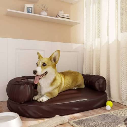 Ergonomski pjenasti krevet za pse smeđi 75 x 53 cm umjetna koža Cijena
