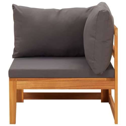 Kutna sofa s tamnosivim jastucima masivno bagremovo drvo Cijena
