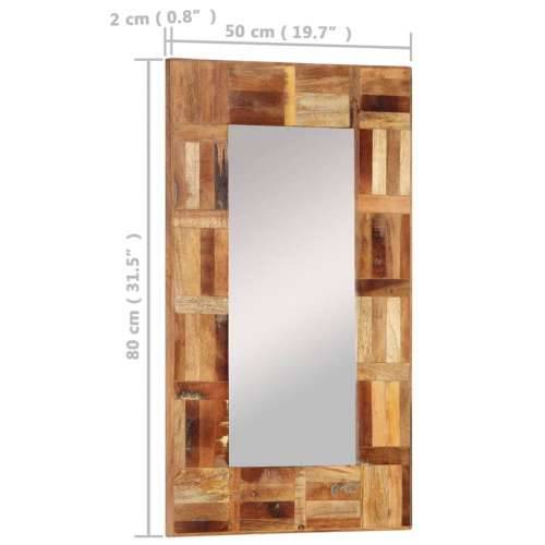 Zidno ogledalo od masivnog obnovljenog drva 50 x 80 cm Cijena