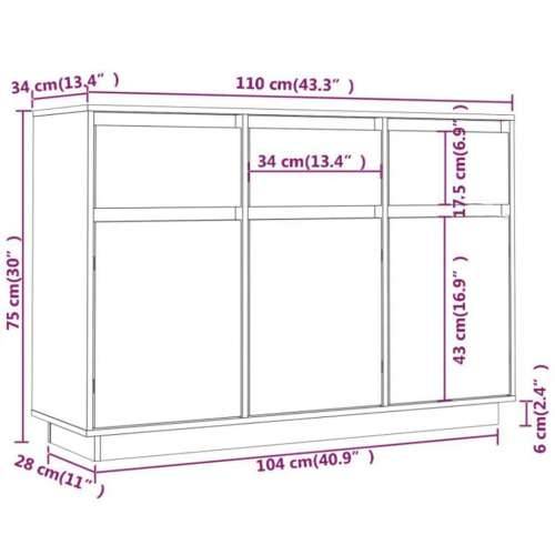Komoda crni 110 x 34 x 75 cm od masivne borovine Cijena