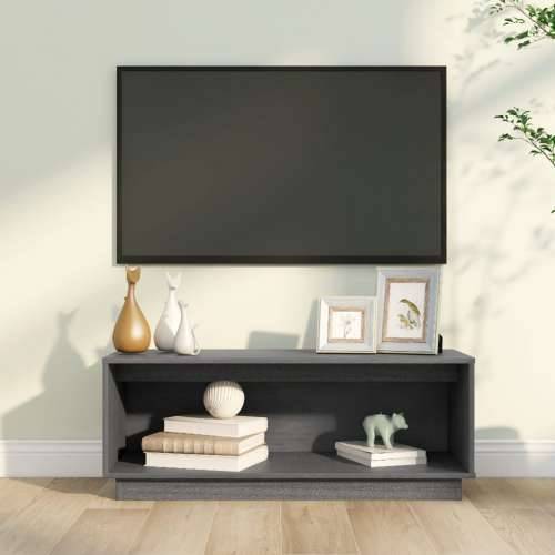TV ormarić sivi 90 x 35 x 35 cm od masivne borovine